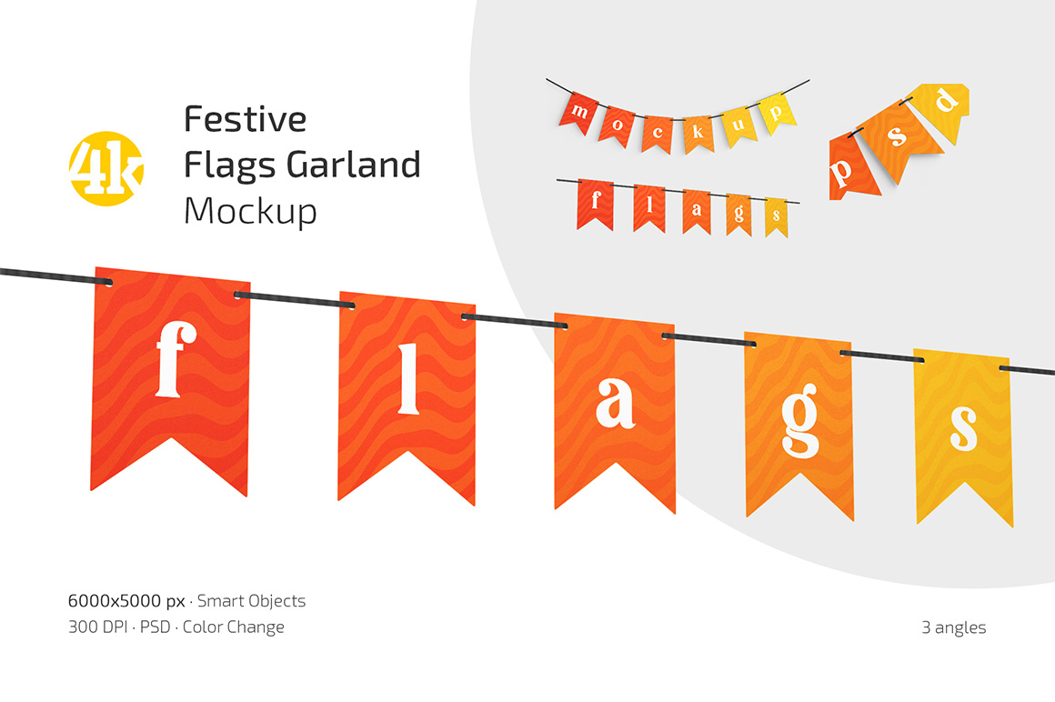 Festive Flags Garland Mockup Set