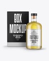 Golden Tequila Bottle with Box Mockup