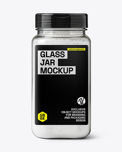Square Plastic Jar with Fine Sea Salt Mockup - Realistic mockups