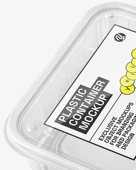 Empty Clear Plastic Food Container Mockup