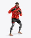 Male UFC Fighter Wearing Hoodie & Shorts over Tights Mockup