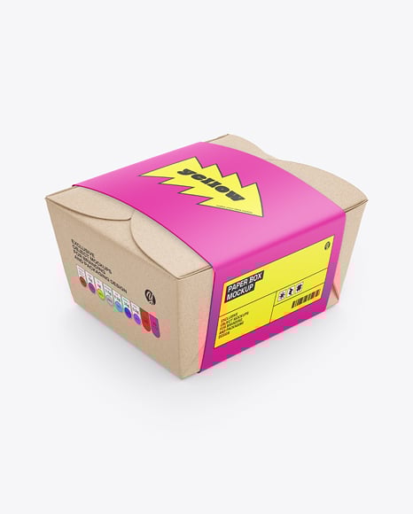 Kraft Paper Food Box in Paper Sleeve Mockup