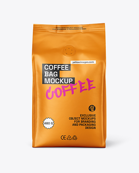 Matte Coffee Bag with Valve Mockup