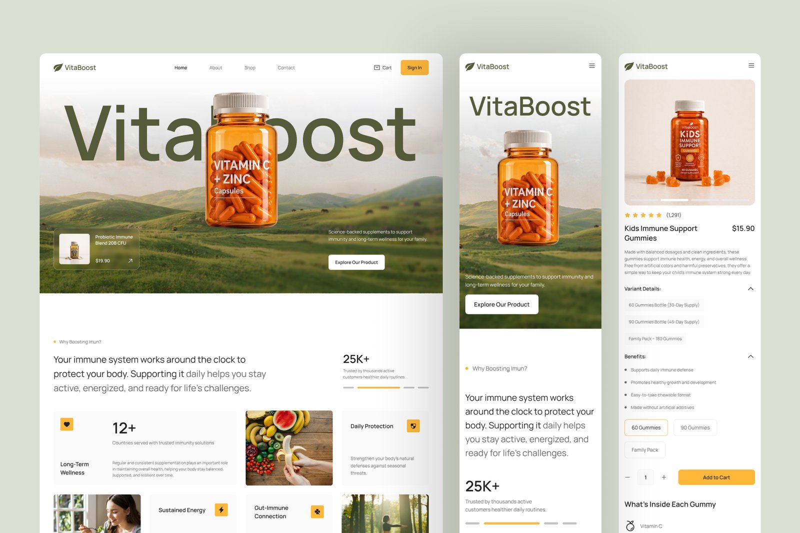 VitaBoost - Health &amp; Nutrition Website UI Figma Template