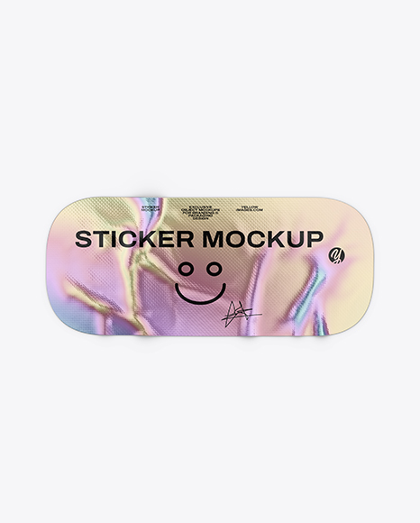 Iridescent Rectangle Sticker Mockup