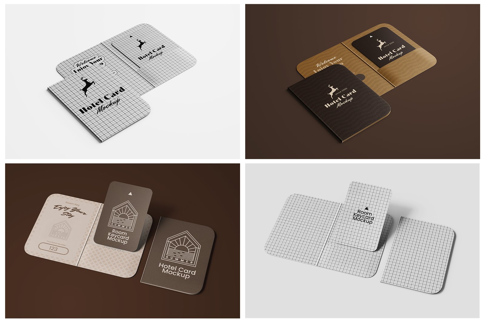 Hotel Room Key Card PSD Mockup Set