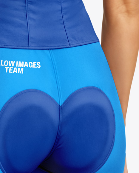 Young Woman Wearing Raglan Cycling Suit Mockup