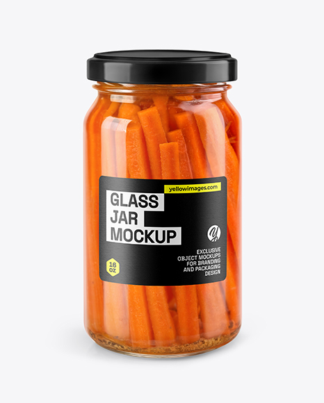 Clear Glass Jar with Pickled Carrot Sticks Mockup - Glass can mockup