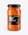 Clear Glass Jar with Pickled Carrot Sticks Mockup