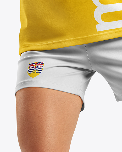 Woman Wearing Soccer Jersey and Shorts Mockup