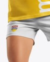 Woman Wearing Soccer Jersey and Shorts Mockup