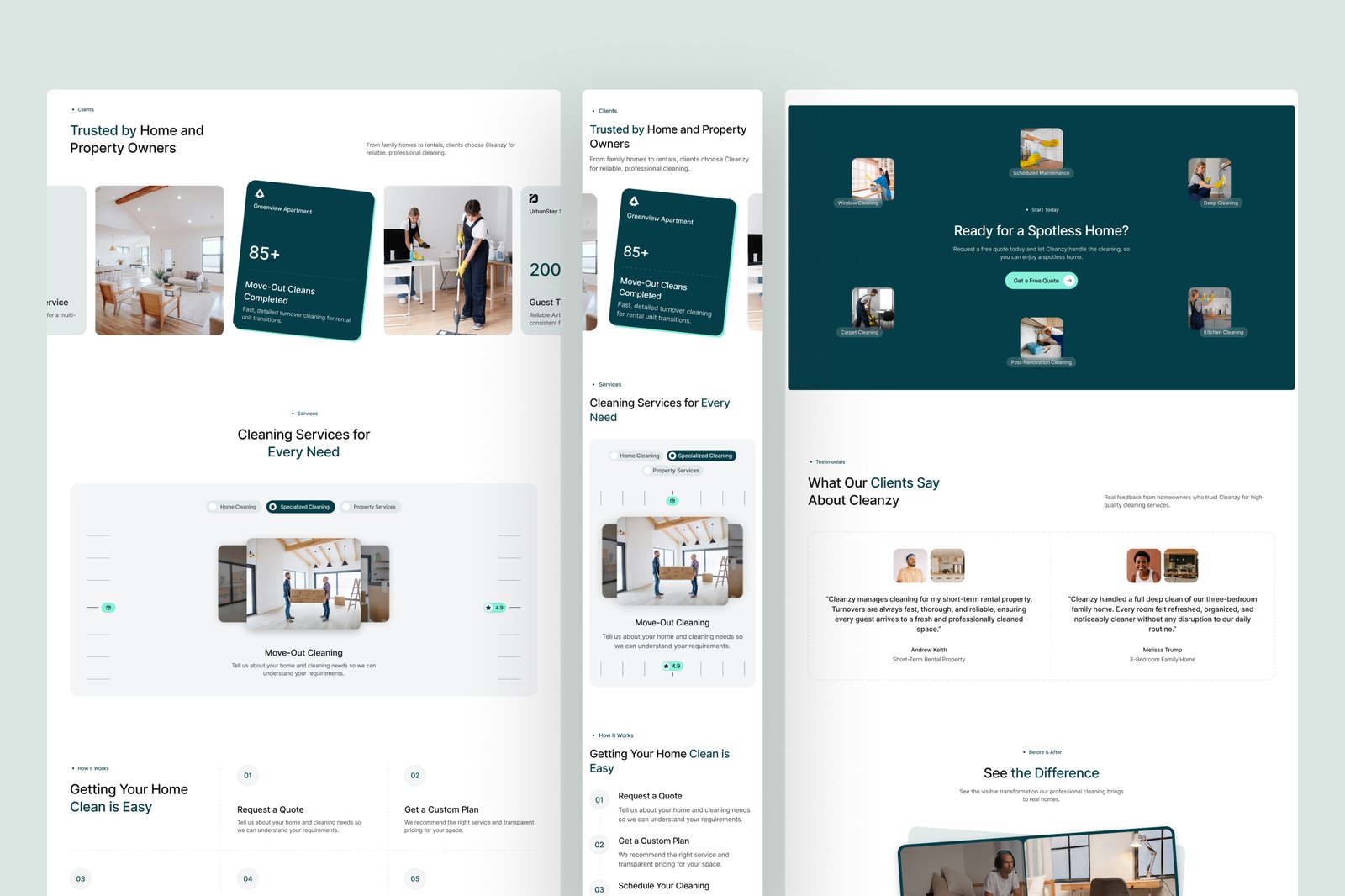 Cleanzy – Home Cleaning Service Website UI Figma Template