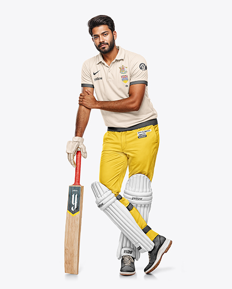 Indian Man Wearing Full Cricket Kit with Bat Mockup - Free+Mockups+Men+s+Full+Soccer+Goalkeeper+Kit+with+Pants+...