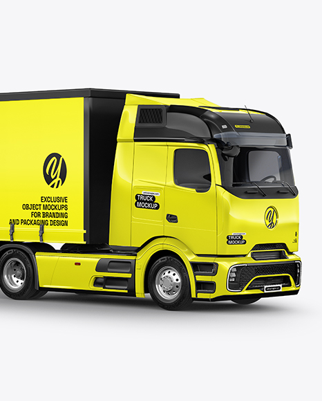 Semi Trailer Truck Mockup - Half Side View