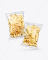 Clear Plastic Snack Bags with Corn Chips Mockup