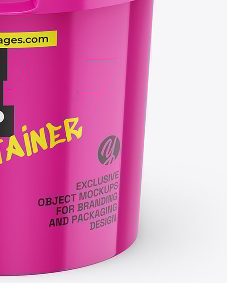 Glossy Plastic Bucket with Handle Mockup