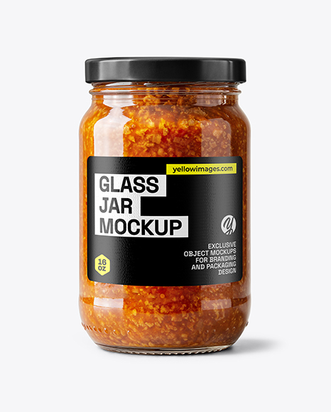 Clear Glass Jar with Meat Ragu Mockup - Sauce bottle mockup
