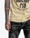 Man with Tattoos Wearing T-Shirt and Jeans Mockup