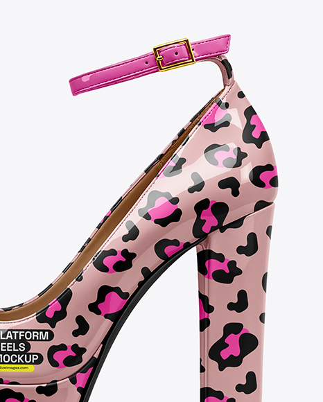 Platform Heel Shoe with Shoe Box Mockup