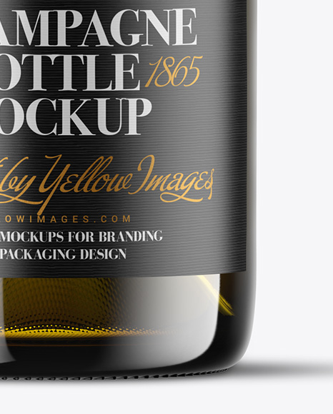 Antique Green Glass Champagne Bottle Mockup