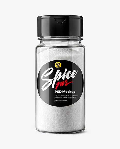 Clear Glass Jar with Fine Salt Mockup - Realistic mockups