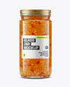 Clear Glass Jar with Hot Pepper Jelly Mockup