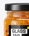 Clear Glass Jar with Hot Pepper Jelly Mockup