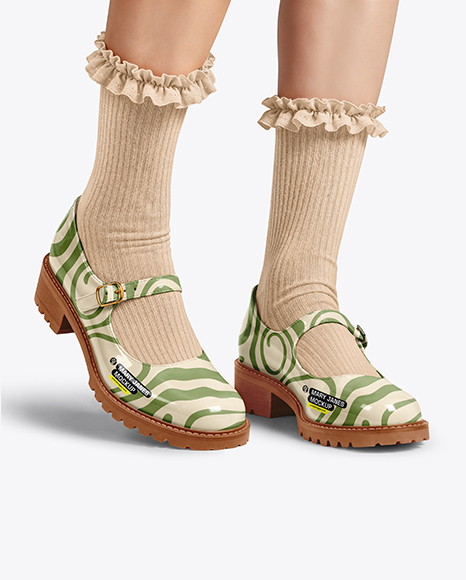 Mary Janes with Socks on Woman's Legs Mockup - Mockups