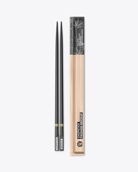 Plastic Chopsticks with Kraft Package Mockup - Sushi packaging mockup