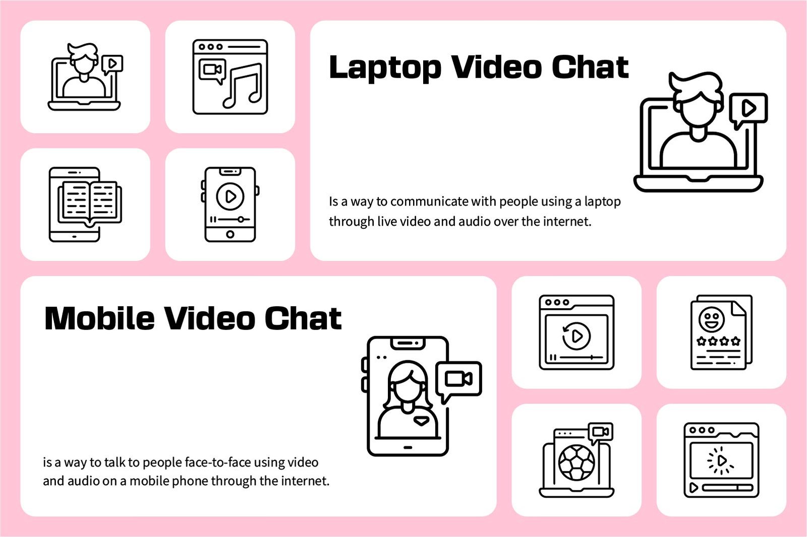 Online Steaming Vector Outline icon set