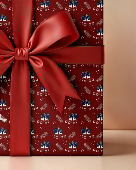 X-mas Gift Box with Holy Leafs Mockup