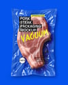 Clear Plastic Flow-Pack with Pork Steak Mockup