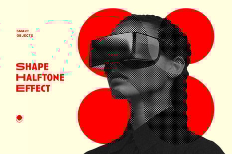 Halftone Shapes Mix Photo Effect - Graphic Design Assets