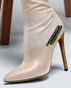 Pair of Over-The-Knee Boots on Women's Legs on Stool Mockup