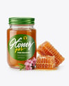 Glass Jar with Manuka Honey and Honeycombs Mockup