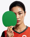 Asian Woman Wearing Table Tennis Jersey Mockup