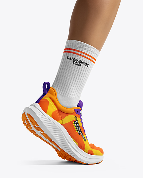 Running Shoe on Women's Leg Mockup - Shoe mockups