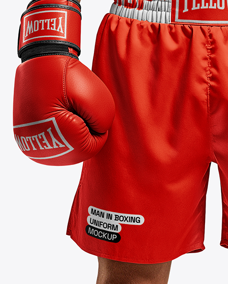 Man Wearing Full Boxing Kit Mockup