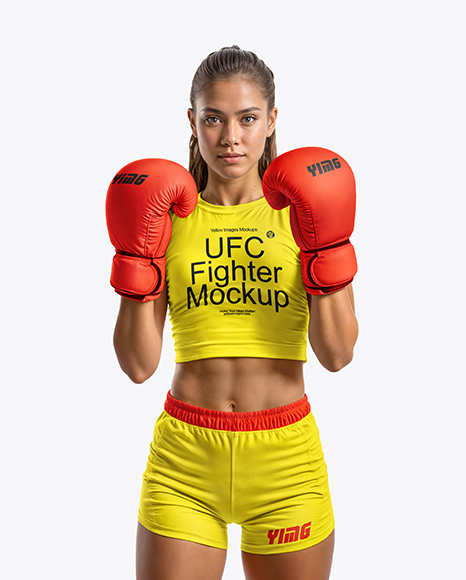 Female UFC Fighter Wearing T-Shirt & Shorts Mockup - Woman+T+Shirt+Mockup+Psd+Hanging+Mockup+Hunt