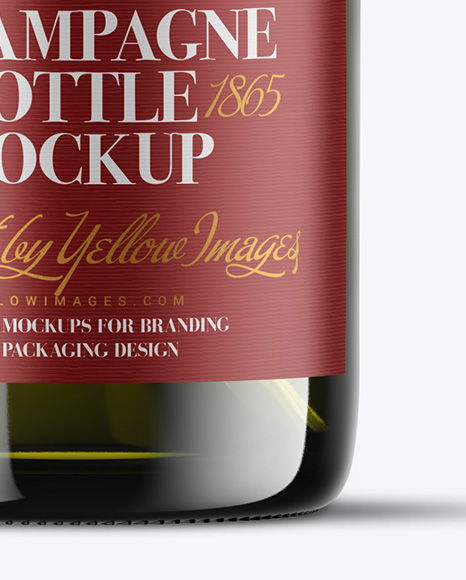 Green Glass Champagne Bottle Mockup
