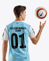 Soccer Player Wearing Jersey and Shorts Mockup