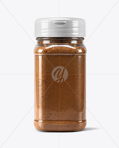 Square Plastic Jar with Ground Cloves Mockup