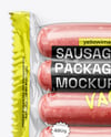 Clear Plastic Flow-Pack with Sausages in Paper Holder Mockup