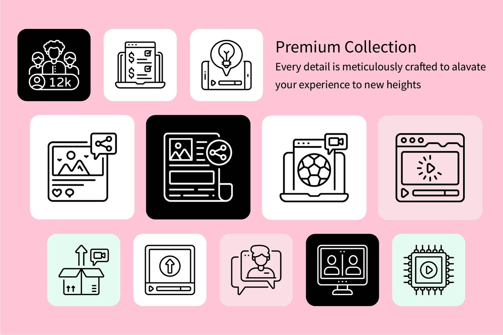 Online Steaming Vector Outline icon set