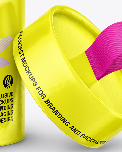 Glossy Paper Tube with Pull Tab Mockup