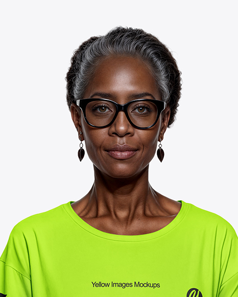 Elderly Black Woman Wearing Oversize T-Shirt & Sweatpants Mockup