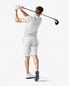 Man Wearing Golf Shirt and Shorts Mockup