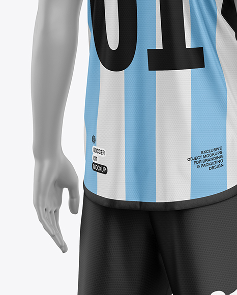 Soccer Kit w/ Mannequin Mockup - Back Half Side View