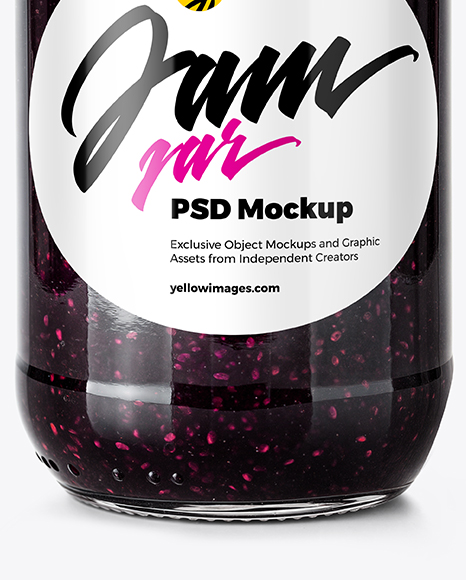 Glass Jar with Blueberry Jam Mockup