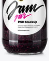 Glass Jar with Blueberry Jam Mockup